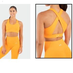 TLF Apparel Hyper-Power Workout Sports Bra Top, Orange Burst, Medium. NWT.
